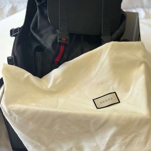 Gucci GG Supreme Backpack Black Red Stripes - 100% Authentic. - Picture 13 of 13